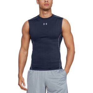 Men's UA HeatGear Armour Sleeveless Compression Shirt - Midnight Navy (410)